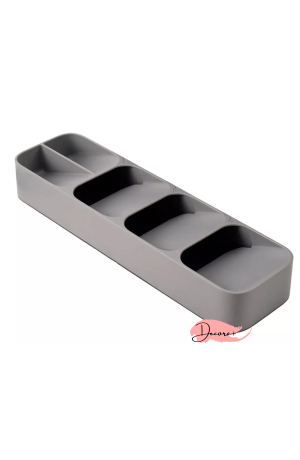 Porta Talheres Retangular c/ 5 Divisorias - Cinza