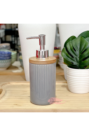 Porta Sabonete Liquido de Cerâmica Cinza  250ml - 7cm X 18cm