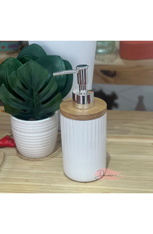 Porta Sabonete Liquido de Cerâmica Branco  250ml - 7cm X 18cm