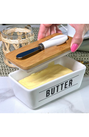  Manteigueira de Porcelana Manhattan Branca 400ml