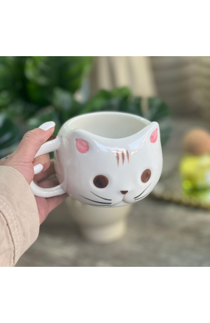 Caneca Gatinho Marrom c/ Amarelo - 430ml