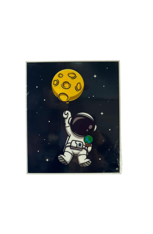 Quadro Astronauta Acetato MDF -  25cm X 30cm X 1,8cm