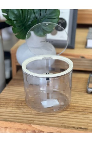 Lixeira de Mesa Redonda em Acrilico c/ Tampa  -  3L