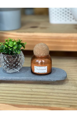 Vela Branca Aromatizada C/ Tampa de Cortiça - Laranja - 6,5cm X 6cm