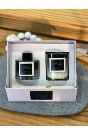 Kit Vela Branca e Difusor de Ambientes Fumê - 2 Peças  100ml
