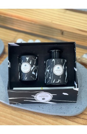 Kit Vela Branca e Difusor de Ambientes Preto - 2 Peças  120ml