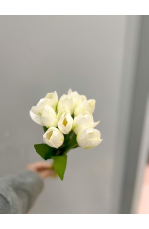 Buquê de Ramalhete Tulipa  Branco - 41cm