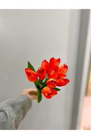 Buquê de Ramalhete Tulipa  Laranja - 41cm ( Artificial )