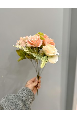 Buquê de Rosas Salmão - 33cm (Artificial)