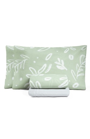 Jogo de Cama Essencialle 150 Fios Maxi Floral Verde Queen 4 peças