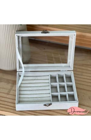 Porta Joias de Veludo Branco - 20cm X 15cm X 5cm