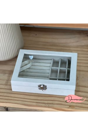 Porta Joias de Veludo Branco - 20cm X 15cm X 5cm