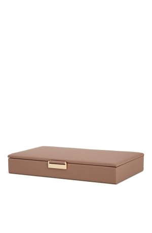 Caixa de MDF Retangular com Revestimento em PU Nude - 27cm x 15cm x 4cm