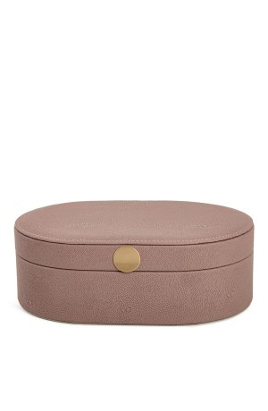 Caixa de MDF com Revestimento em PU Oval - Nude  23,5cm x 16cm x 8cm