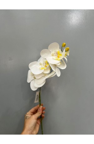 Haste de Orquidea Branca c/ Amarelo - 60cm ( Artificial)