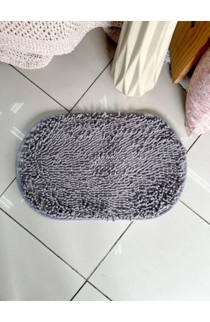 Tapete Antederrapante Macarrão Oval - Cinza  38cm X 58cm