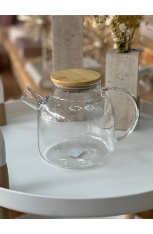 Chaleira de Vidro c/ Infusor e Tampa de Bambu - 1,3L