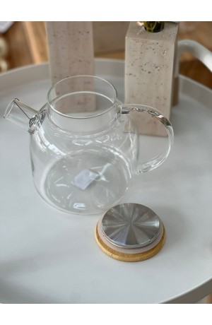 Chaleira de Vidro c/ Infusor e Tampa de Bambu - 1,3L