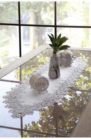 Caminho de Mesa Rendado Bege Veneza  -  40cm X 150cm
