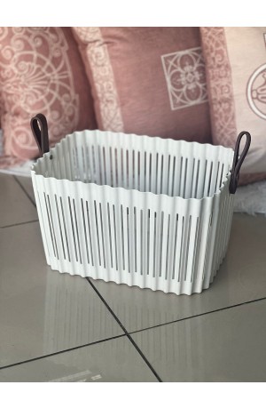Cesto Organizador Branco c/Alça  de Plástico - 18cm X 22cm X 32cm