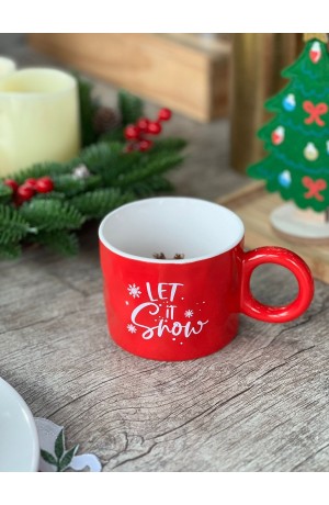 Xicara de Cerâmica Verde  - Rena Let It Snow 400ml