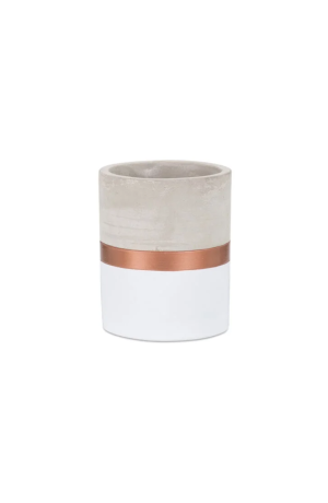 Vaso de Porcelana Branco com Faixa Rose - 8cm x 9cm