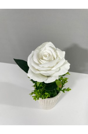 Vaso com Botão de Rosa Branca