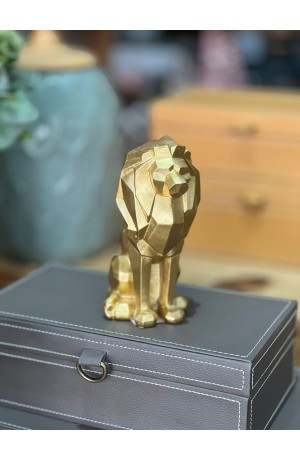 Escultura de Leão Dourado 15cm