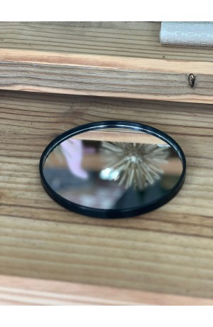 Bandeja Espelhada Redonda de Plástico - Preta  19,7cm