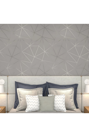 Papel de Parede Autoadesivo Zara Cinza c/ Prata - 5m X 45cm