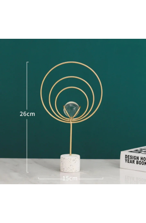 Escultura Esfera e Bola de Cristal c/ Base de Granito - 27,5cm X 15cm X 4,5cm