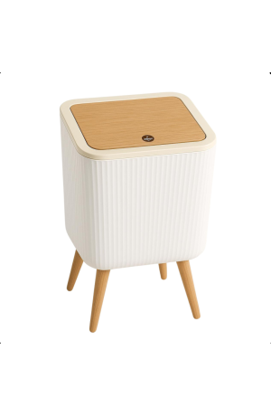 Lixeira Quadrada Retrô C/Tampa  Click 9 Litros Canelada 25 X 41,3cm