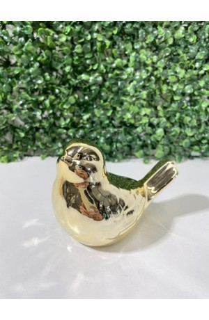 Enfeite Passaro Dourado 10cm
