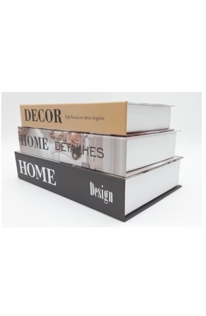 Caixa Livro Decorativa com 3 Peças - Home Design Preta