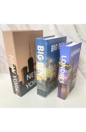 Caixa Livro Decorativa com 3 Peças New York Entardecer