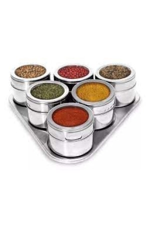 Porta Tempero De Inox Com 6 Potes Condimentos Magnético Imã