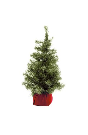 Mini Árvore Verde com Base Vermelha de Veludo - 60cm