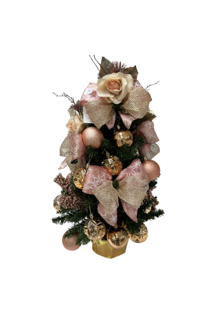 Mini Pinheiro Verde com Base Dourada