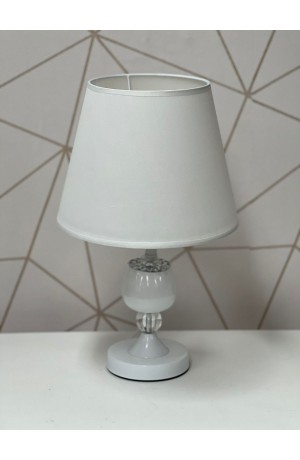 Luminaria de Mesa Branca com Base em Metal e Luz de LED 41cm x 25cm