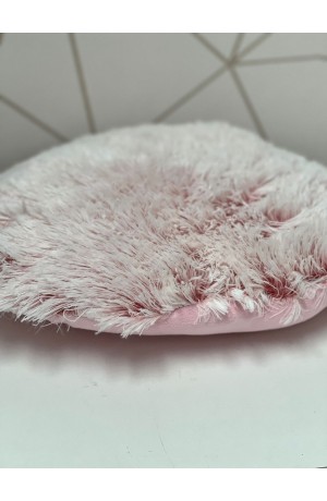 Almofada Redonda Rosa de Pelo Longo 40cm