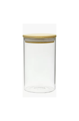 Pote Hermético de Vidro com Tampa de Bambu 600ml