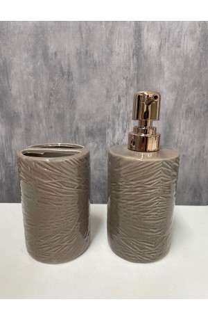 Kit de Banheiro Marrom com 2 Peças de Porcelana