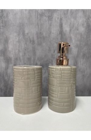 Kit de Banheiro Nude com 2 Peças Modelo Redondo de Porcelana