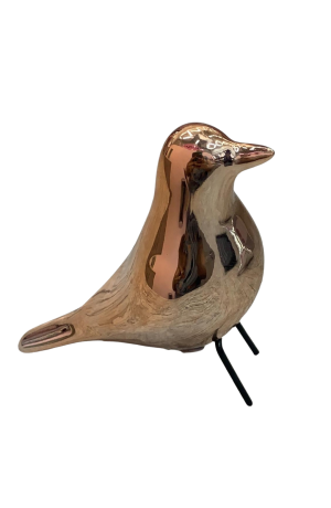 Enfeite Pássaro Rose Gold Porcelana