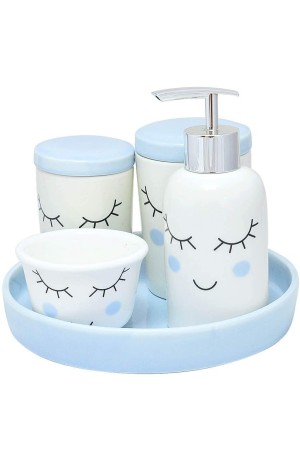 Jogo de Banheiro Azul Porcelana 5 Peças - Cilios