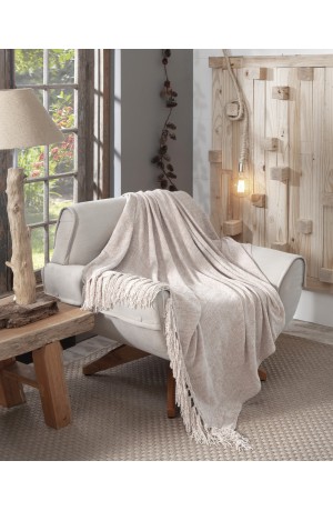 Xale/Manta Bege Para Sofá