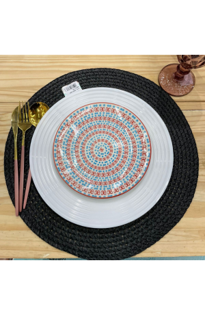 Jogo Americano Preto Redondo de Plástico 38cm