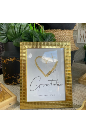 Porta Retrato Dourado de Plástico 15X20cm