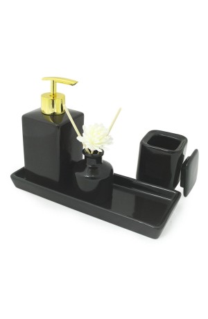 Jogo de Banheiro Porcelana Preto 4 peças